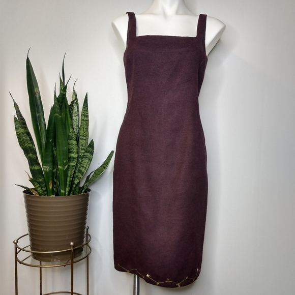 Rebecca Taylor Dresses & Skirts - Rebecca Taylor maroon floral embroidered sleeveless square neck dress size S/M